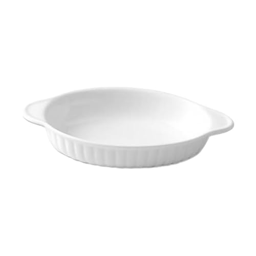IMIKEYA Ovaler Keramik Backofenform mit Doppelten Griffen Scald Küchen Servierplatte Hitzebeständige Auflaufform für Backen Servieren von Salaten und Desserts Rutschfeste Unterseite von IMIKEYA