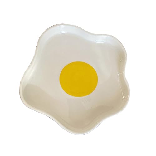 IMIKEYA Pochierte Eier Keramikplatte Unregelmäßige Frühstückstisch Dekoration Handgemachtes Japanisches Design für Desserts und Familienfeiern von IMIKEYA