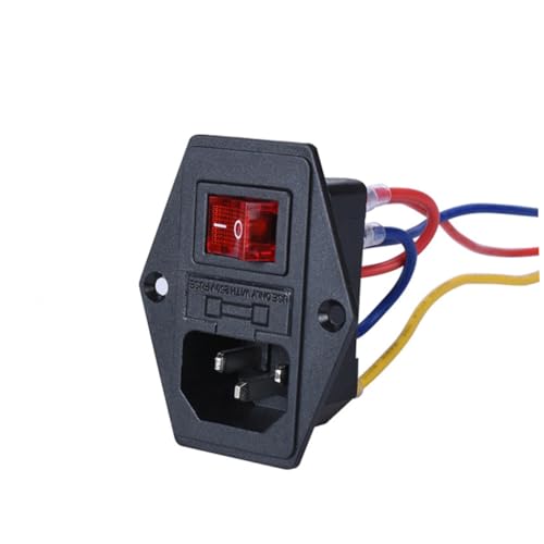 IMIKEYA Power Outlet Modul mit Sicherung Schiffsschalter Steckdose für Drucker Schwarzer Wippschalter mit Kabel Einsetzbar Korrosionsbeständig und Sicher von IMIKEYA