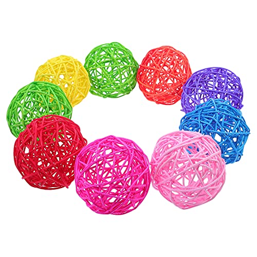 IMIKEYA Kunsthandwerk Rattankugeln Bunte Rattan Dekokugeln Wicker Rattan Bälle Füllstoffe Vogel Kauen Spielzeug für DIY Hochzeit Home Baum Party Deko 9 Stück Zufällig Farbe von IMIKEYA