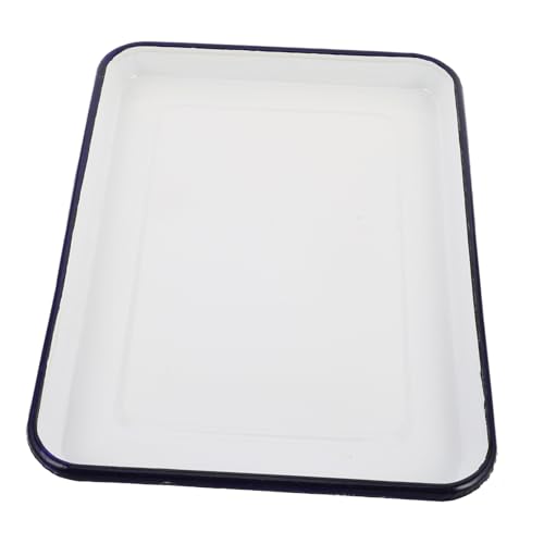 IMIKEYA Retro Emaille Backform für Lebensmittelaufbewahrung Rechteckige Form Weiß zum Backen und Servieren von IMIKEYA