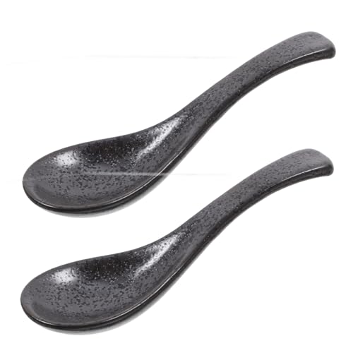 IMIKEYA Retro Keramik Suppenlöffel Japanischer Ramen Löffel Porzellan Küchenlöffel Asiatischer Food Spoon Geschmeidig und Langlebig für Alltag und Esszimmer von IMIKEYA