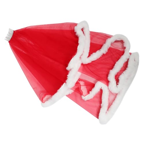 IMIKEYA Rotes Doppelter Tüll mit Plüschkante Braut Haarschmuck für Weihnachts Festliche Hochzeiten Vielseitiges Accessoire für Frauen und Feierlichkeiten von IMIKEYA