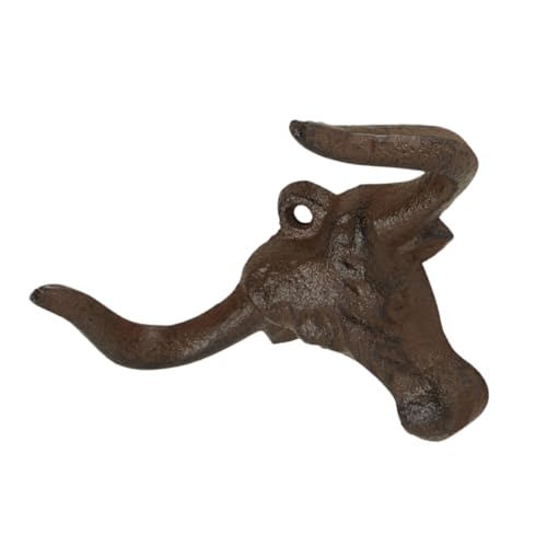IMIKEYA Rustikaler Gusseisen Wandhaken Doppelhaken Kuhkopf Vintage Cowboy Huthalter Landhausstil für Kleidung Handtücher Dekoration Wohnzimmer Flur von IMIKEYA