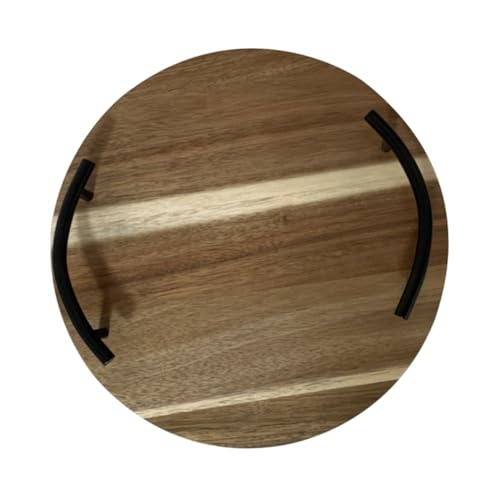 IMIKEYA Rustikales Rundes Holz Serviertablett Hitzebeständig mit Kleinem Griff Multifunktional für Snacks Obst Süßigkeiten für Wohnzimmer Küchenarbeitsplatte und Teetisch von IMIKEYA
