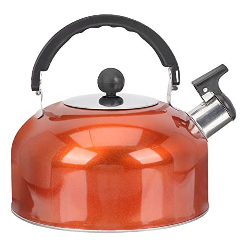 IMIKEYA Teekanne Edelstahl Pfeifen Camping Wasserkocher 1.8L Tragbarer Teekessel Camping Wasserkocher Teekanne Für Herd (Orange) von IMIKEYA