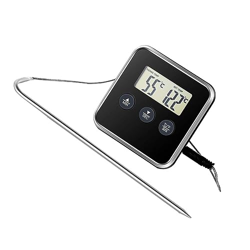 IMIKEYA Digitales Kochthermometer Mit Timer Praktisches Küchenutensil Für Präzises Garen Von Fleisch Einfach Zu Lagern Verwenden Für Grill Und Ofen von IMIKEYA