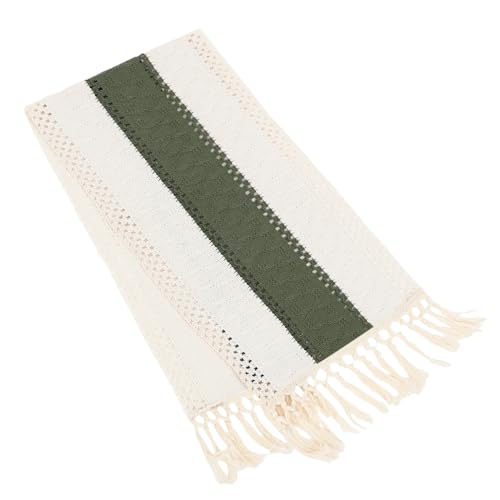 IMIKEYA Tischdecke Aus Baumwollleinen Gewebter Tischläufer Couchtischläufer Tischläufer Mit Quasten Quasten Tischläufer Boho Tischdekoration Vintage Tischläufer Bauernhaus von IMIKEYA