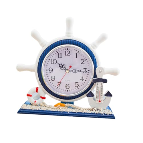 IMIKEYA Uhr Im Nautischen Stil Leises Tischthermometer Wohndekor Wohnzimmeraccessoire Ruderform von IMIKEYA