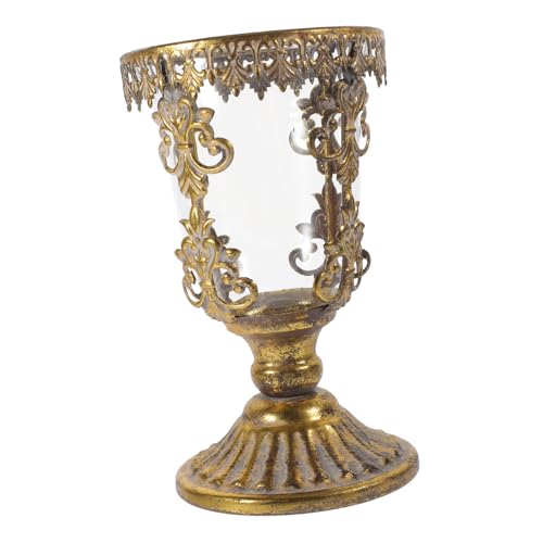 IMIKEYA Blumenarrangement Hochzeits-mittelstück Vintage-glasvase Hoher Fuß Kerzenhalter Eleganter Übertopf für Zuhause von IMIKEYA