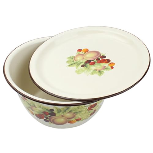 IMIKEYA Vintage Emaille Schüssel mit Deckel Emailleware Becken für Küche Servierschale Multifunktional zum Kneten Waschen und Aufbewahren Robuster Schadstofffreier Emaille Behälter IMIKEYA Vintage Emaille Schüssel mit Deckel Emailleware Becken für Küche Servierschale Multifunktional zum Kneten Waschen und Aufbewahren Robuster Schadstofffreier Emaille Behälter von IMIKEYA