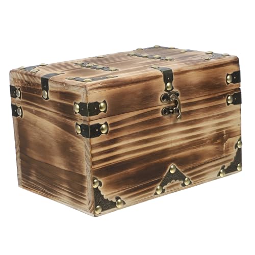 IMIKEYA Vintage Holz Schatztruhe aus Robustem Massivholz Dekorative Aufbewahrungsbox mit Ausreichend Stauraum für Schmuck und Kostbarkeiten Geschenkbox für Stilvolle Aufbewahrung und von IMIKEYA