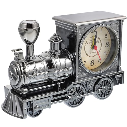 IMIKEYA Vintage Wecker Retro Zug Modell Schreibtisch Uhr Kinder Wecker Nachttischuhr für Wohnzimmer Kinderzimmer Deko, Ohne Batterie, Grau von IMIKEYA