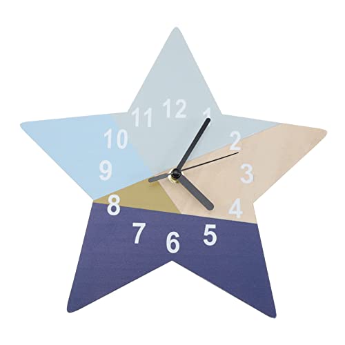 IMIKEYA Wanduhr Kinderzimmer Geometrisches Stern Design Blau Wanduhr Leise Geräuschlos Stilvolle Dekoration für Teenager Zimmer Batteriebetrieben Modernes Wohnaccessoire von IMIKEYA