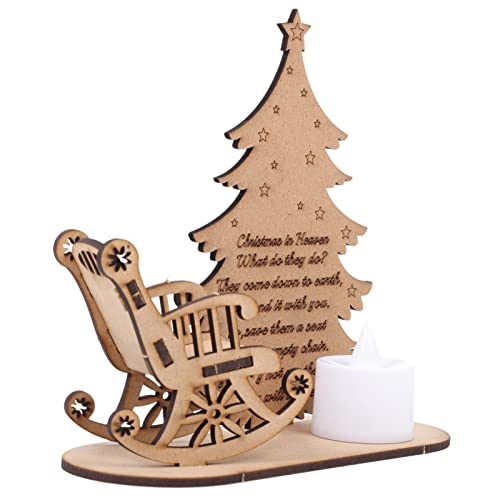 IMIKEYA Weihnachten Erinnerung Kerze Ornament Desktop Holz Weihnachtsbaum mit Schaukelstuhl Tischplatte aus Holz Kerzenständer Halter Weihnachtsbaum Modell für Weihnachtsfeier von IMIKEYA