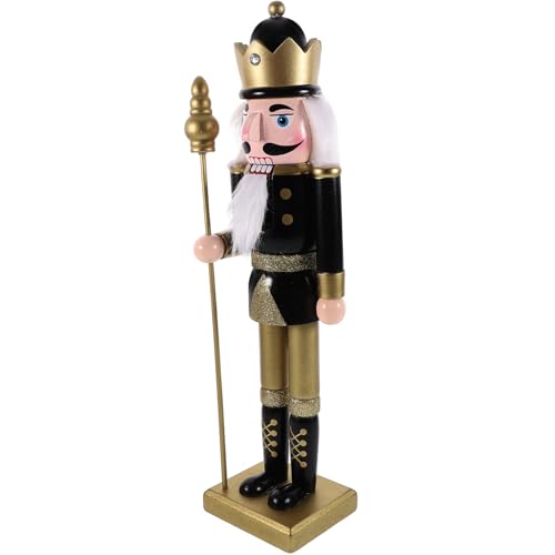 IMIKEYA Weihnachts-Nussknacker-Figur Glitzernde Nussknacker-Dekoration Aus Holz Schwarz-Goldener Nussknacker-Soldat Marionette Ornament Für Weihnachtsparty-Dekoration Stil 2 von IMIKEYA