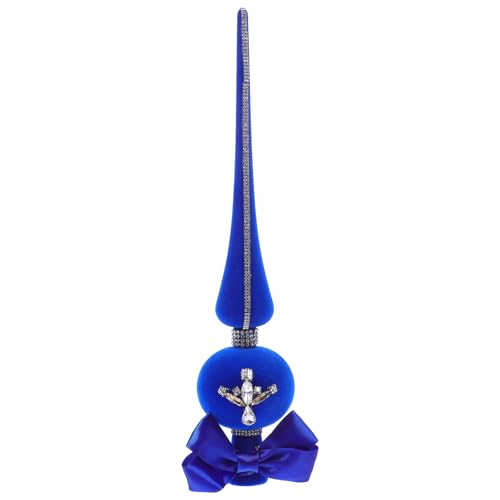 IMIKEYA Weihnachtsbaumspitze Blau Plastik Baumspitze Weihnachten 29cm Mattes Vintage Christbaumspitze Flocked Weihnachtsbaum Spitze Baumkronen Ornament für Weihnachten Party von IMIKEYA