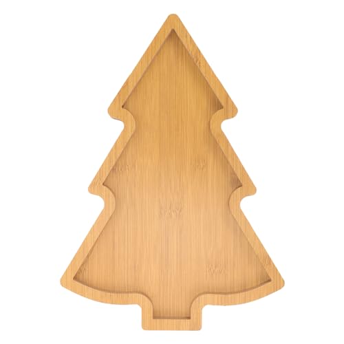 IMIKEYA Weihnachtstablett Holz Weihnachtsbaumförmiger Teller Weihnachten Baum Weihnachten Serviertablett 28x20 cm Holz Serviertablett Snack Platte Weihnachte Holztablett von IMIKEYA
