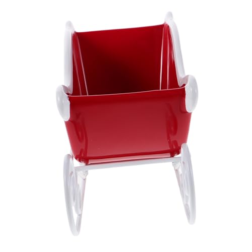 IMIKEYA Weihnachtsschlitten Miniatur Deko Robustes Modell Künstlerisch Gestalteter Roter Schlitten mit Sockel Festliche Tischdekoration für Weihnachtsbaum Puppenhaus von IMIKEYA