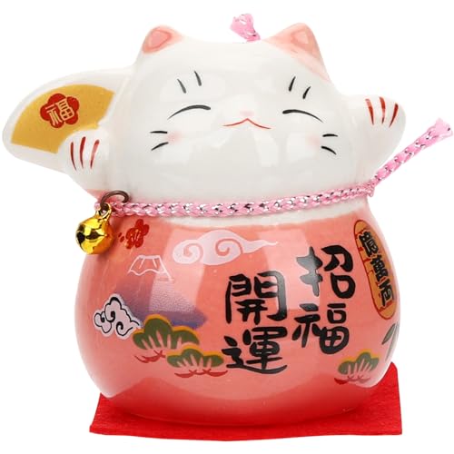 IMIKEYA Glückskatze Mini Maneki Neko Karemik Japanische Glückskatze Figur Maneki Neko Katze Dekofigur Feng Shui Winkekatze Deko Glücksbringer für Zuhause Auto Tischdeko von IMIKEYA