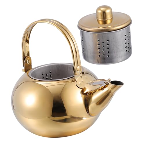 Topf Aus Edelstahl Teekanne Mit Filter Edelstahl Metallsieb Teekanne Mit Teefilter Mesh-sieb Teekessel Mit Teesieb Teekanne Für Den Herd Fräulein Rostfreier Stahl Gas Wasserflasche von IMIKEYA