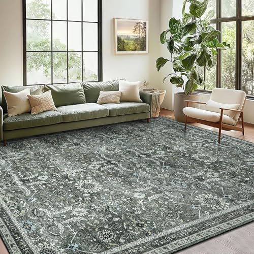 IMIYOKU Teppich Wohnzimmer 160×230cm Waschbarer Teppiche Vintage Boho Kurzflor Carpet Weich Antirutsch Teppich Grün Rugs for Living Room Schlafzimmer Esszimmer IMIYOKU Teppich Wohnzimmer 160×230cm Waschbarer Teppiche Vintage Boho Kurzflor Carpet Weich Antirutsch Teppich Grün Rugs for Living Room Schlafzimmer Esszimmer von IMIYOKU