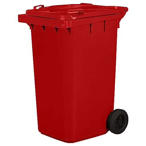 IMJ-Global Abfalleimer für Abfalleimer | PN-EN 840 | 240 Liter | mit Rollen | System zur mechanischen Entnahme | Kunststoff | Farbe Rot von IMJ-Global