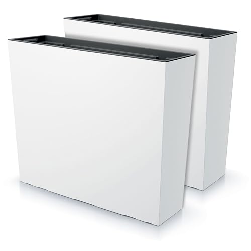 IMJ-Global Urbi Case Set mit 2 rechteckigen Blumentöpfen aus Kunststoff, 58 x 18 x 49,8 cm, für den Innen- und Außenbereich, weiß, 44 Liter, modernes Design von IMJ-Global