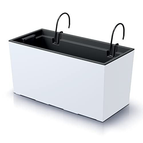 IMJ-Global Urbi Case W Blumentopf rechteckig aus Kunststoff Höhe 20 cm für Innen und Außen 19 x 40 cm rechteckig weiß modernes Design 12 Liter von IMJ-Global