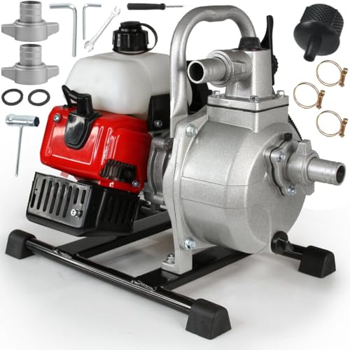 Verbrennungsmotorpumpe 1 Zoll | 8.000 Liter/Stunde | 2-Takt-Motor Einzylinder | 2 kW | Förderhöhe 25 m | Saugtiefe 8 m | 7000 U/min von IMJ-Global