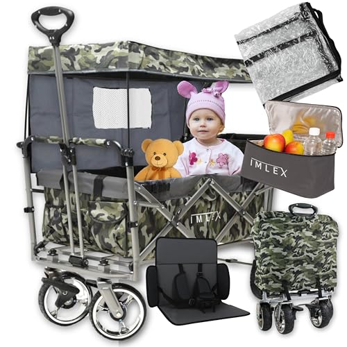 IMLEX Bollerwagen faltbar mit Dach IM-4268 mit passendem Zubehör (Camouflage, Komplettset) von IMLEX