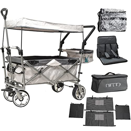 IMLEX Bollerwagen faltbar mit Dach IM-4268 mit passendem Zubehör (Grau, Komplettset) von IMLEX
