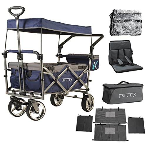 IMLEX Bollerwagen faltbar mit Dach IM-4268 mit passendem Zubehör (Mitternachtblau, Komplettset) von IMLEX