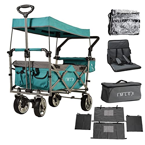 IMLEX Bollerwagen faltbar mit Dach IM-4268 mit passendem Zubehör (Türkis, Komplettset) von IMLEX