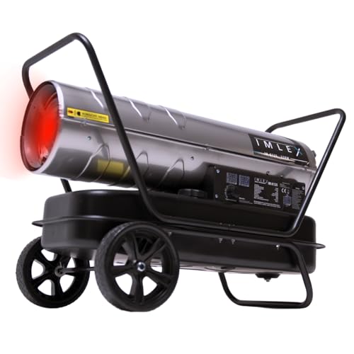 IMLEX Heizkanone 37 kW Diesel Ölheizer Bautrockner Bauheizer Heißluftgenerator Heizgebläse mit Thermostat 38L Tank Luftstrom 720 m³/h Heizstrahler für Räume bis 310 m² von IMLEX