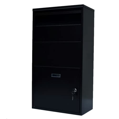 IMLEX Paketbox Paketbriefkasten IM-PB75 Paket Box | Briefkasten mit Paketfach | Wand- und Bodenmontage | Paketgröße bis zu 37x30x18 cm (Schwarz) von IMLEX
