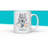 Personalisierte Wolf Tasse, Aquarell Floral Wolf, Becher, Geschenk, Liebhaber, Geschenk Für Weihnachten Wölfe von IMMOSS