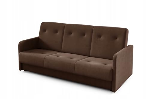 IMPAR24 Schlafsofa Deira, Sofa mit Schlaffunktion und Bettkasten, Klappsofa, Schlafcouch mit Füßen aus Naturholz, Couch in Cordstoff, Frabe: Beige von IMPAR24