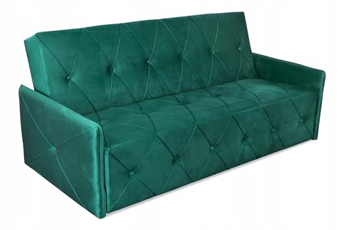 IMPAR24 Schlafsofa MURICJA, Sofa mit Schlaffunktion und Bettkasten, Klappsofa, Schlafcouch, Couch in Veloursstoff, Frabe: Grün von IMPAR24