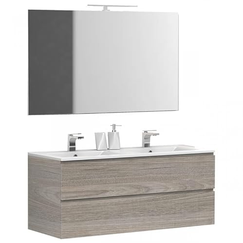 IMPERIAL BAGNO - Hängender Badunterschrank für Doppelwaschbecken 120 cm Eiche Leder von IMPERIAL BAGNO