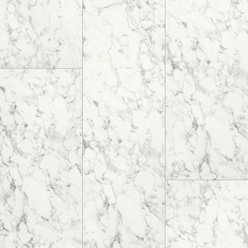 IMPERIAL STUDIOS Stonex Holz-Laminatboden in Steinoptik, für Küche, Bad, 10 mm dick, 1206 x 402 mm, 2,424 m², Click Lock UNIFIT einfache Installation (Carrara) – inklusive 2 mm silberfarbener von IMPERIAL STUDIOS