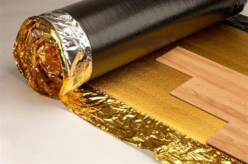 Imperial Studios Akustische Super Sonic Gold-Unterlage, 5 mm, entwickelt für alle Holz-, Laminatböden, feuchtigkeitsbeständige Membran, tolle Schall- und Wärmedämmung (Rollenmaße: 15 m²) von IMPERIAL STUDIOS