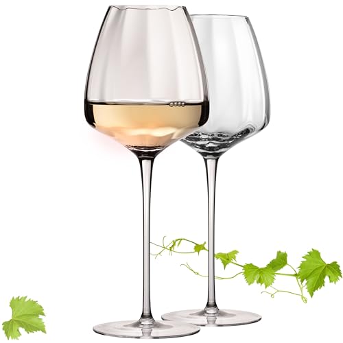 IMPERIAL Große Weißweingläser gewellt 650ml Set 2-Teilig 'Cali' Bauchige Chardonnaygläser aus Crystalline Glas Handmade von IMPERIAL glass