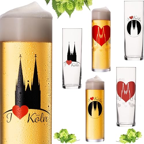 IMPERIAL Kölschgläser mit Kölner Dom Motiven 200ml (max 240ml) Set 6-Teilig Kölsch Stangen aus Glas 0,2L Biergläser Köln von IMPERIAL glass
