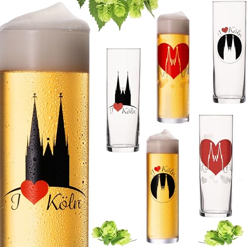 IMPERIAL Kölschgläser mit Kölner Dom Motiven 200ml (max 240ml) Set 6-Teilig Kölsch Stangen aus Glas 0,2L Biergläser Köln von IMPERIAL glass