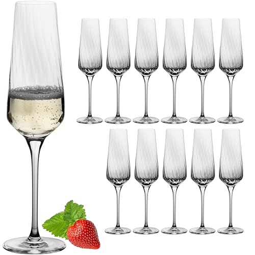IMPERIAL Sektkelche 200ml (max 230ml) 'London' Set 12-Teilig geriffelte Sektgläser aus Crystalline Glas Spülmaschinenfest von IMPERIAL glass
