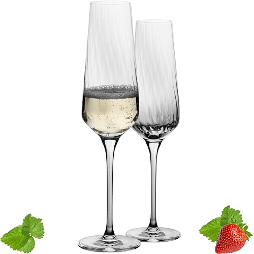 IMPERIAL Sektkelche 200ml (max 230ml) 'London' Set 12-Teilig geriffelte Sektgläser aus Crystalline Glas Spülmaschinenfest von IMPERIAL glass