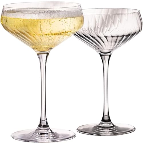 IMPERIAL geriffelte Cocktailschalen 2er Set – Coupe Gläser transparent aus Crystalline Glas 270ml "London" Spülmaschinenfest von IMPERIAL glass