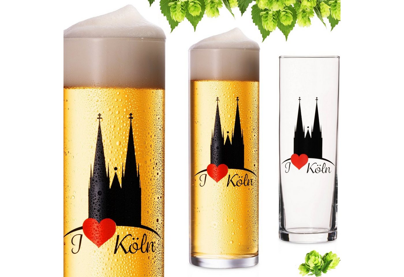 IMPERIAL glass Bierglas Kölschgläser mit Kölner Dom Motiv 200ml (max. 240ml), Glas, Set 3-Teilig Kölschstangen aus Glas Biergläser Kölngläser von IMPERIAL glass