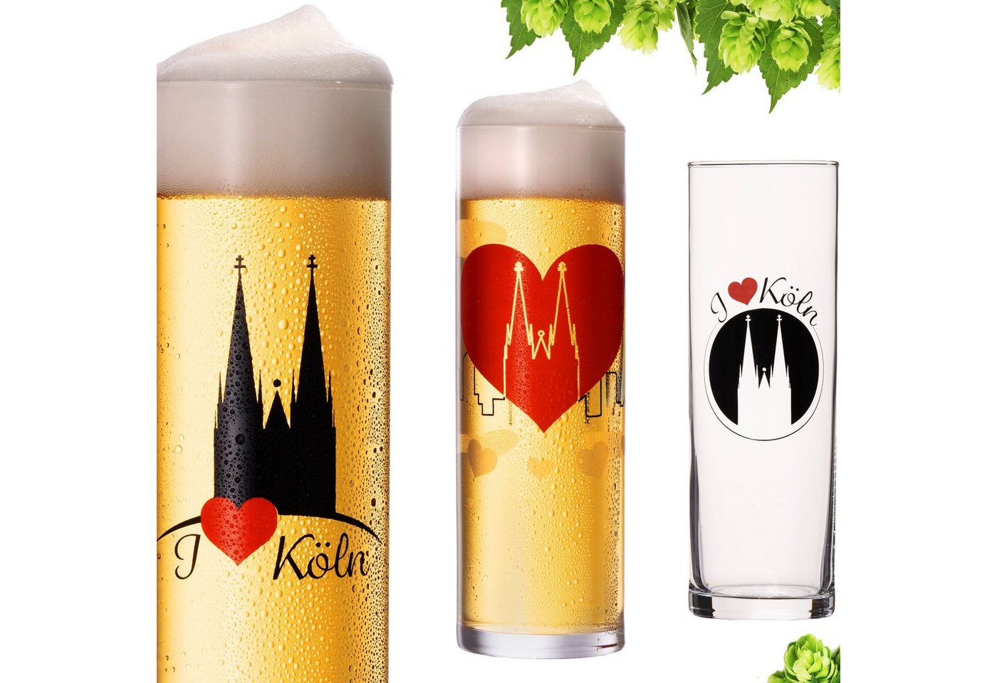 IMPERIAL glass Bierglas Kölschgläser mit Kölner Dom Motiven 200ml (max. 240ml), Glas, Set 3-Teilig Kölschstangen aus Glas Biergläser Kölngläser von IMPERIAL glass